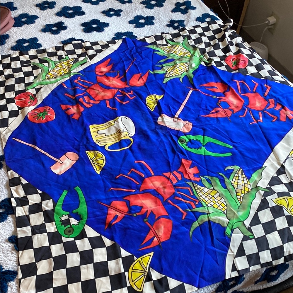 Colorful Lobster and Seafood Print Scarf,42/44 long
